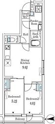 ロスアルコス千駄木 2DKの間取図画像