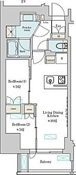 Brilliaist上野稲荷町 2LDKの間取図画像