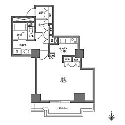 文京グリーンコートビュータワー本駒込B棟 ワンルームの間取図画像