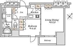 ラドゥセール巣鴨 1LDKの間取図画像