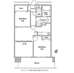 プラザタワー勝どき 2LDKの間取図画像