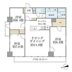 KDXレジデンス秋葉原 3LDKの間取図画像
