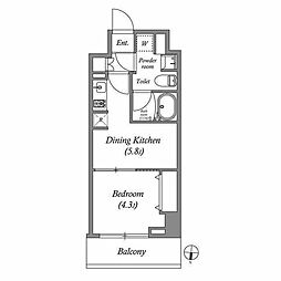 江東区亀戸2丁目マンション 1DKの間取図画像