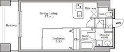 レジディア芝大門2 1LDKの間取図画像