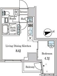 ザ・ライオンズフォーシア外神田 1LDKの間取図画像