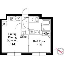 目黒区下目黒3丁目マンション 1LDKの間取図画像