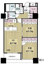 ザ湾岸タワーレックスガーデン 2LDKの間取図画像