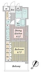 アクティ東仲通り 1DKの間取図画像