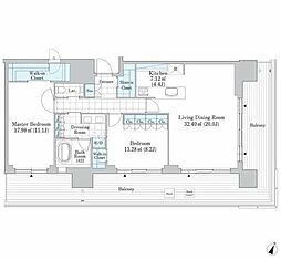 六本木グランドタワーレジデンス 2LDKの間取図画像