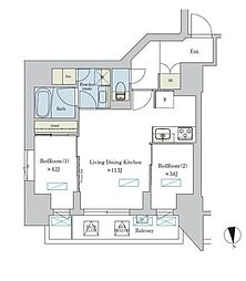 Brillia ist 浅草 2LDKの間取図画像
