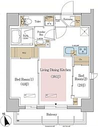 Urbanex東京八丁堀 2LDKの間取図画像