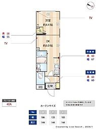 GRANPASEO中野III 1DKの間取図画像