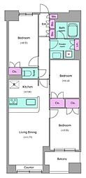 レジディア日本橋馬喰町 3LDKの間取図画像