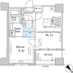 ParkAxis茅場町 1LDKの間取図画像