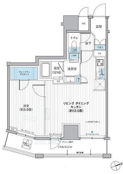 東京都台東区駒形１丁目(賃貸マンション1LDK・5階・43.37㎡)の写真 その2