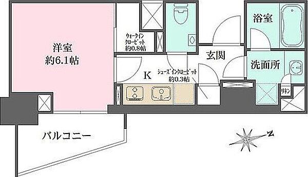 東京都新宿区山吹町(賃貸マンション1K・4階・26.03㎡)の写真 その2