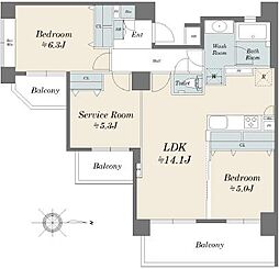 クレッセント用賀 2SLDKの間取図画像