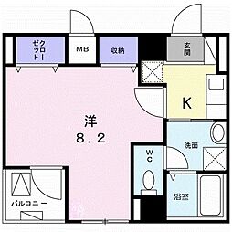 ヴェルデセゾン 1Kの間取図画像