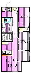 リザーブ北綾瀬 2LDKの間取図画像