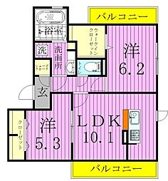 グランドゥールシャルマン 2LDKの間取図画像