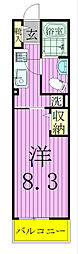 グレイスカレント2 1Kの間取図画像