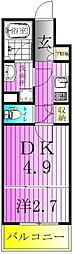 GENOVIA竹ノ塚 1DKの間取図画像