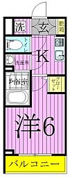 ライジングプレイス綾瀬 1Kの間取図画像