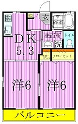 メゾン・クレールB 2DKの間取図画像