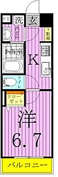 アールシティー 1Kの間取図画像