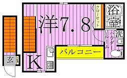 エグザ 1Kの間取図画像