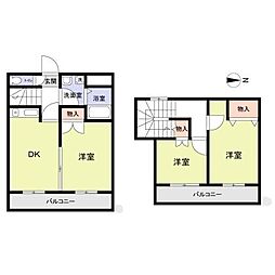 サンライズシナサン 3DKの間取図画像