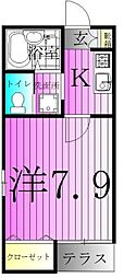 セレコート町屋 1Kの間取図画像