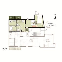 Aurelia Kitasenju 1Kの間取図画像