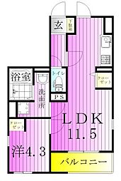 イクシオ陽桜 1LDKの間取図画像