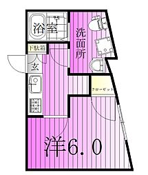 エクセラン五反野 1階1Kの間取り