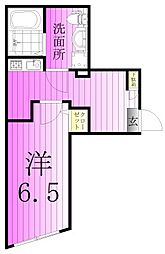 エクセラン五反野 2階1Kの間取り