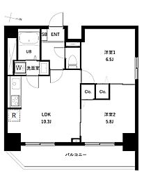 アーバンパーク扇大橋 9階2LDKの間取り