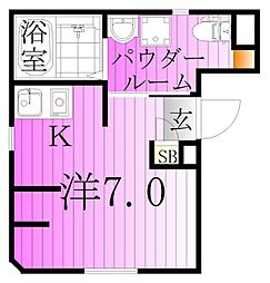 カテリーナ千住大橋 1階1Kの間取り