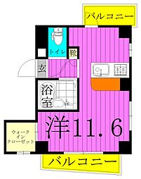 ビエント 10階ワンルームの間取り
