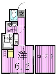 東武伊勢崎線 梅島駅 徒歩13分の賃貸アパート 1階1Kの間取り