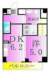 Vega Sanwa 2階1DKの間取り