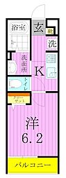 リブリ・クレール江北 2階1Kの間取り