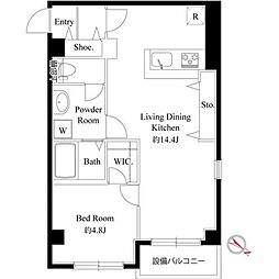 マリエッタ町屋 3階1LDKの間取り