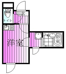 ウェルビーイング五反野 204 2階ワンルームの間取り
