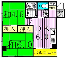 秋桜林 2DKの間取図画像