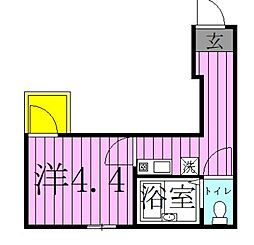 シャンテ谷在家 1Kの間取図画像