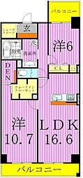 ロイヤルパークスシーサー 2LDKの間取図画像