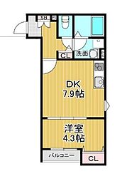 La-Crea LKS(ラクリエ・エルケーエス) 1DKの間取図画像