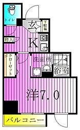 グランカーサ綾瀬 1Kの間取図画像