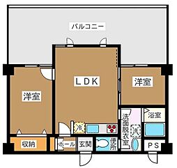 シャイン竹ノ塚 1LDKの間取図画像
